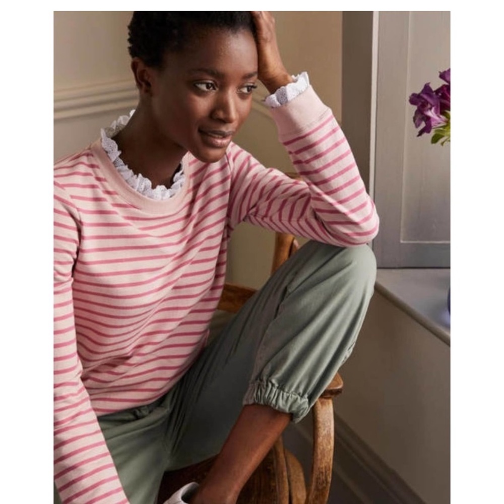 Boden Holly Jersey Sweatshirt Striped. Size medium.